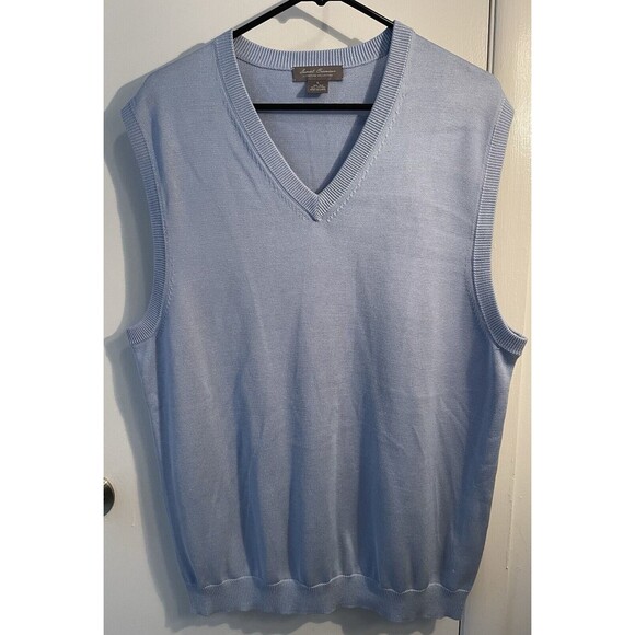 Daniel Cremieux Sweater Vest Men’s Size Large Blue Silk Cotton - Picture 1 of 5